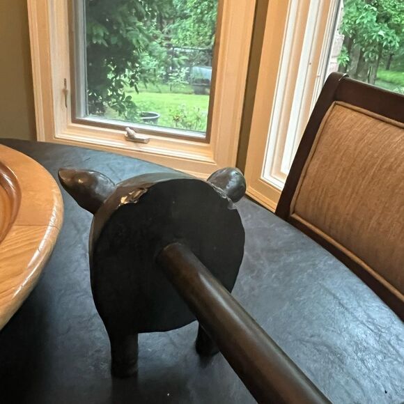 Wooden Pig Paper Towel Holder w/Metal Rod - Picture 5 of 8